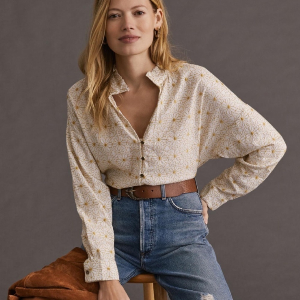 Anthropologie Pilcro And The Letterpress Embroidered Tavi Buttondown
